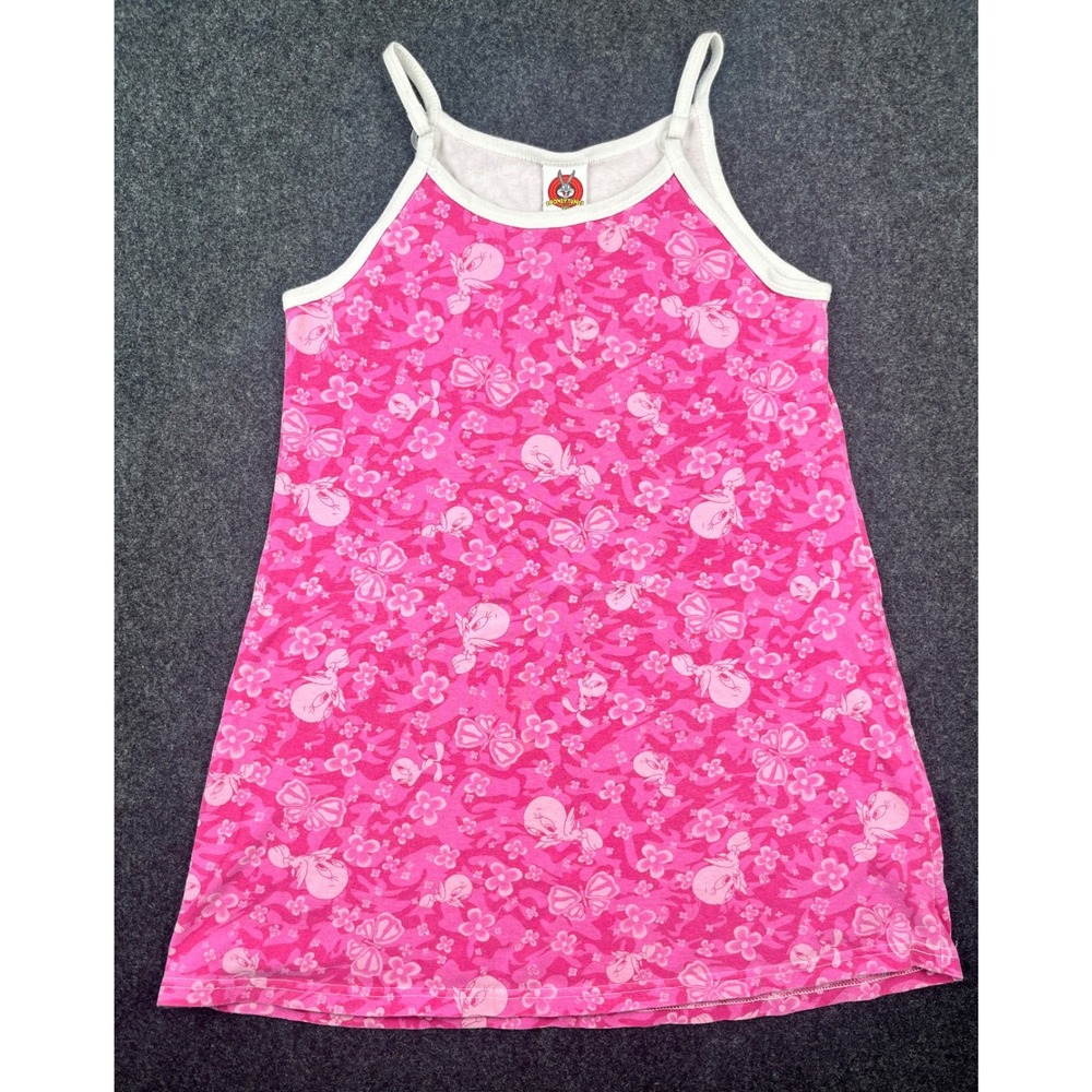 Vintage Looney Tunes Tweety Bird Pink Camo Floral Tank Top XL 14/16 SD7360661L